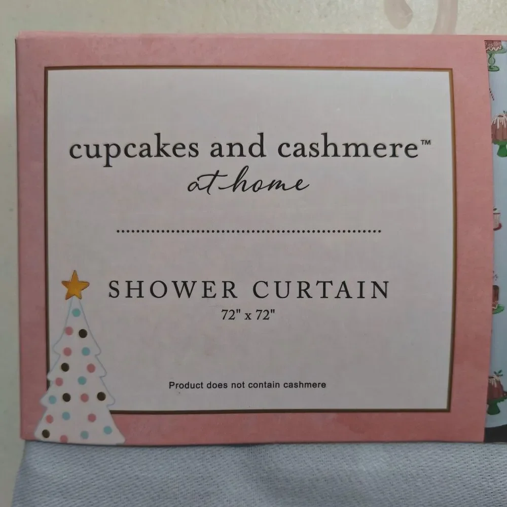 NEW Cupcakes and Cashmere Christmas Shower Curtain Gingerbread Cake Candy Cane